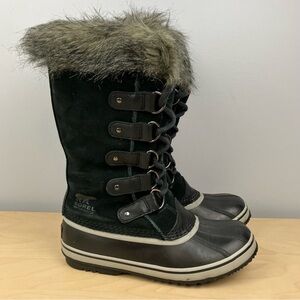 Sorel Women’s Size 7.0 Joan Of Arctic Black Suede Faux Fur Winter Snow Boots
